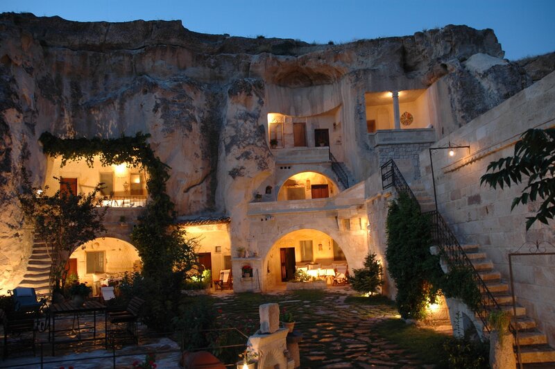 Cave Hotel Courtyard — Beige, Serene