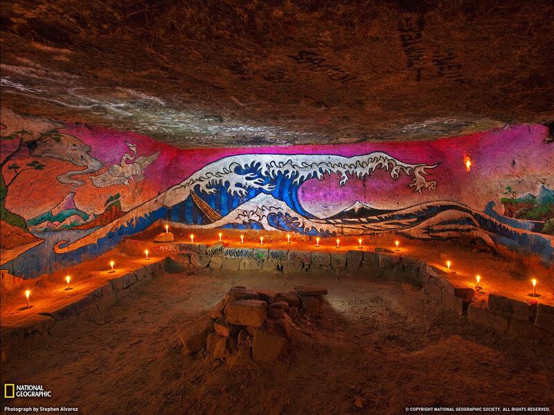 Cave Mural with Candles