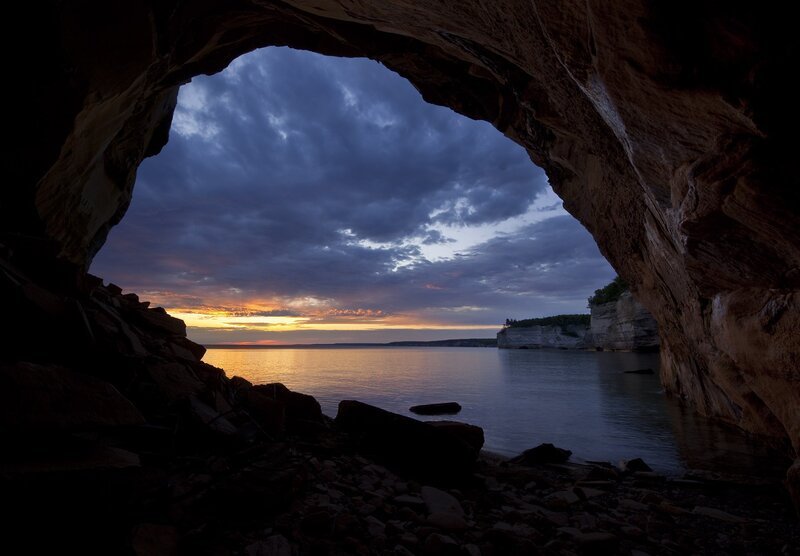 Cave Opening at Sunset — Blue
