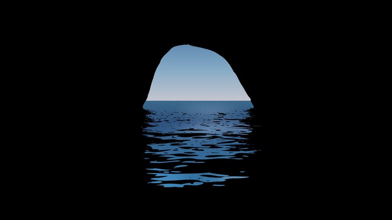 Cave Opening to Ocean — Blue, Serene, Night
