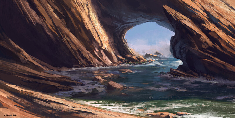 Cave Opening to Ocean — Brown