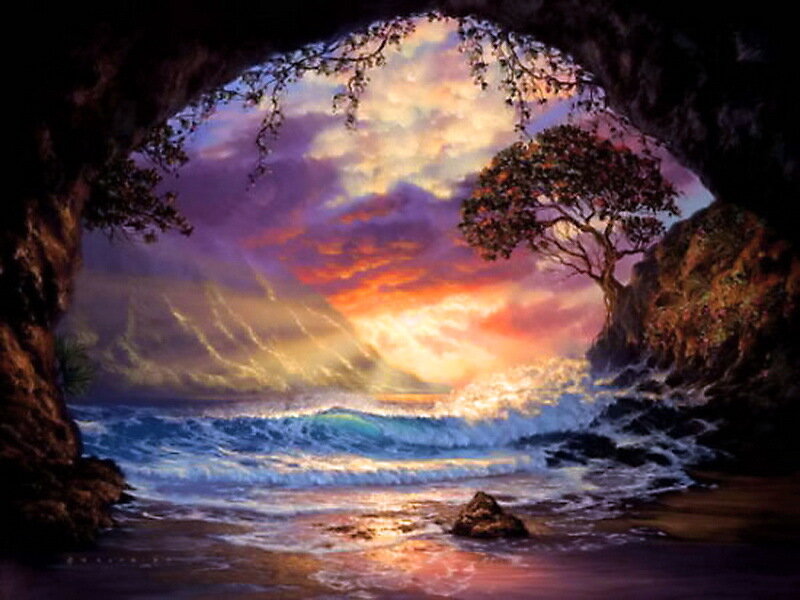 Cave Opening to Ocean — Purple