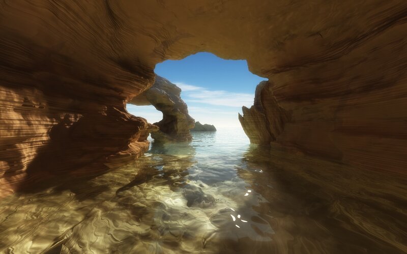Cave Opening to Sea — Brown, Serene