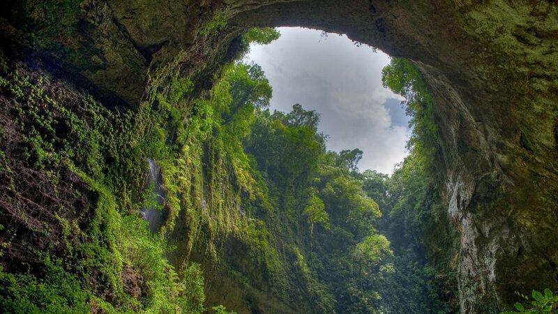 Cave Opening with Waterfall