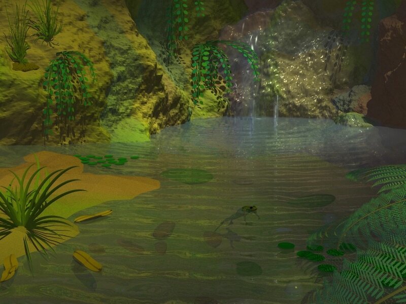 cave pond with waterfall