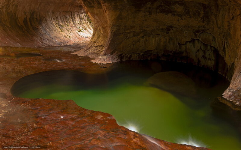 Cave pool with green water