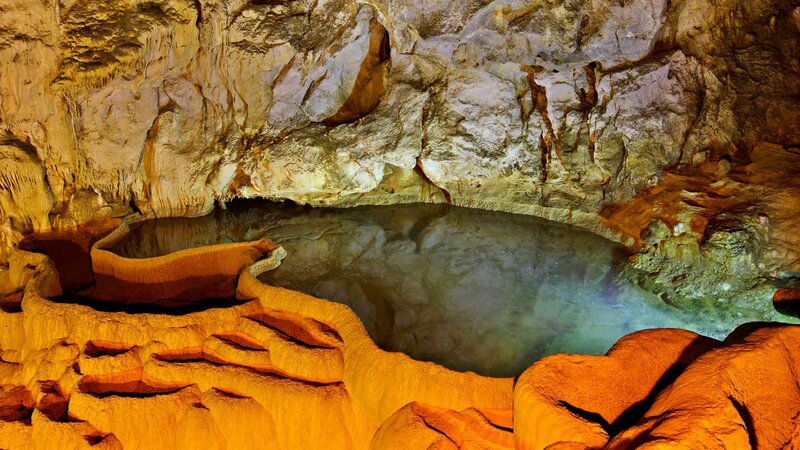 Cave Pool with Stalactites
