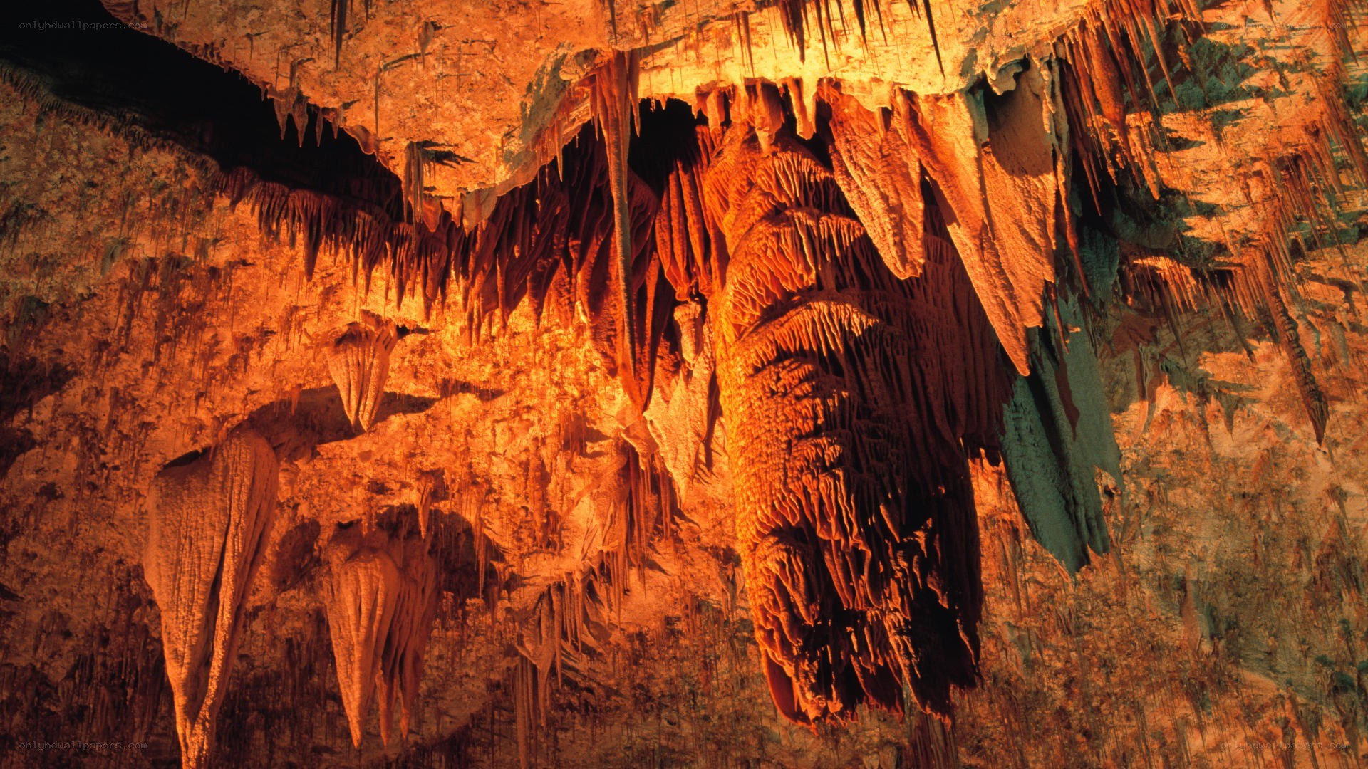 Cave stalactites and stalagmites
