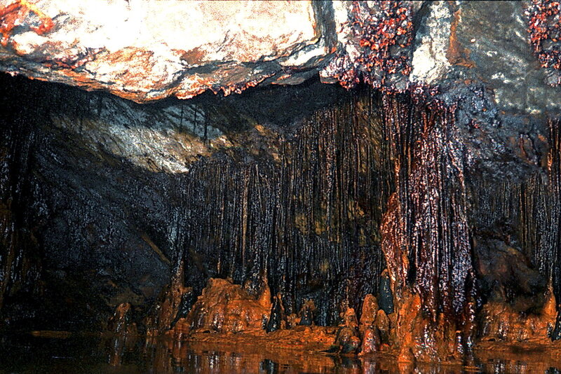 Cave Stalactites and Stalagmites — Black