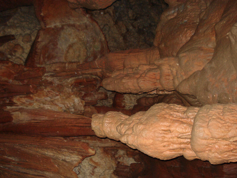 Cave Stalactites and Stalagmites — Brown, Natural, Photograph
