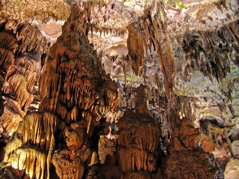Cave Stalactites and Stalagmites — Brown