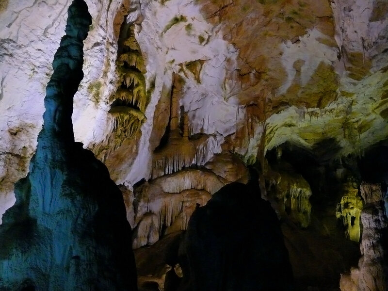 Cave Stalactites and Stalagmites — White, Dramatic, Photograph