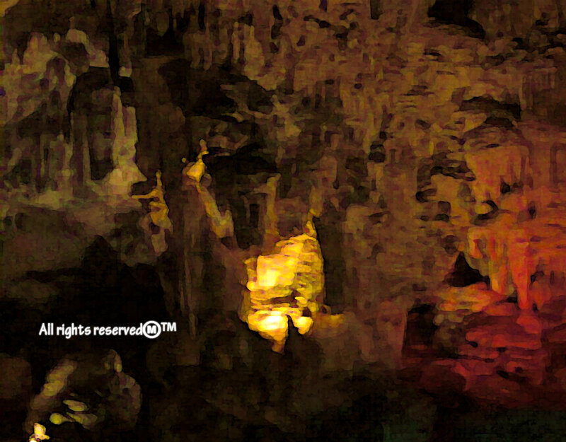 Cave Stalactites and Stalagmites — Yellow
