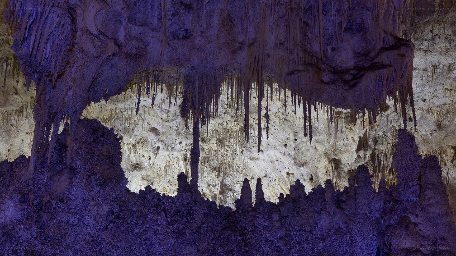 Cave stalactites and stalagmites