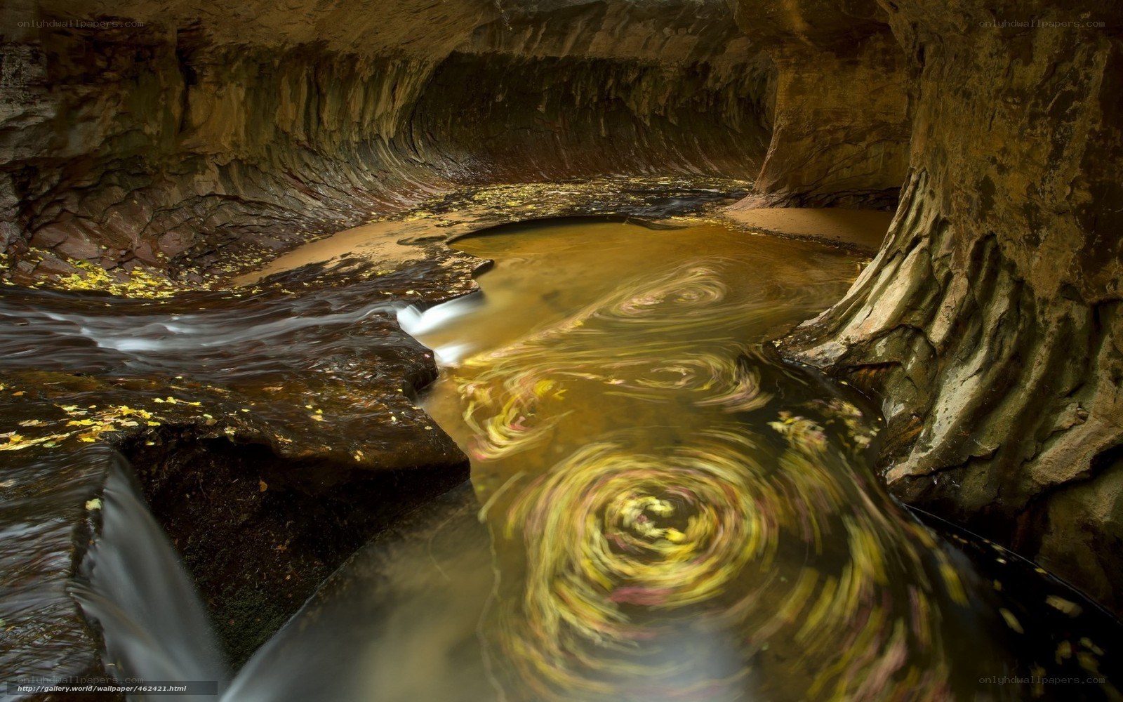Cave stream with swirling water