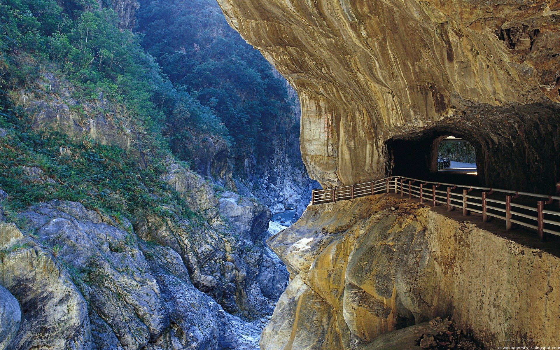 cave tunnel path in canyon