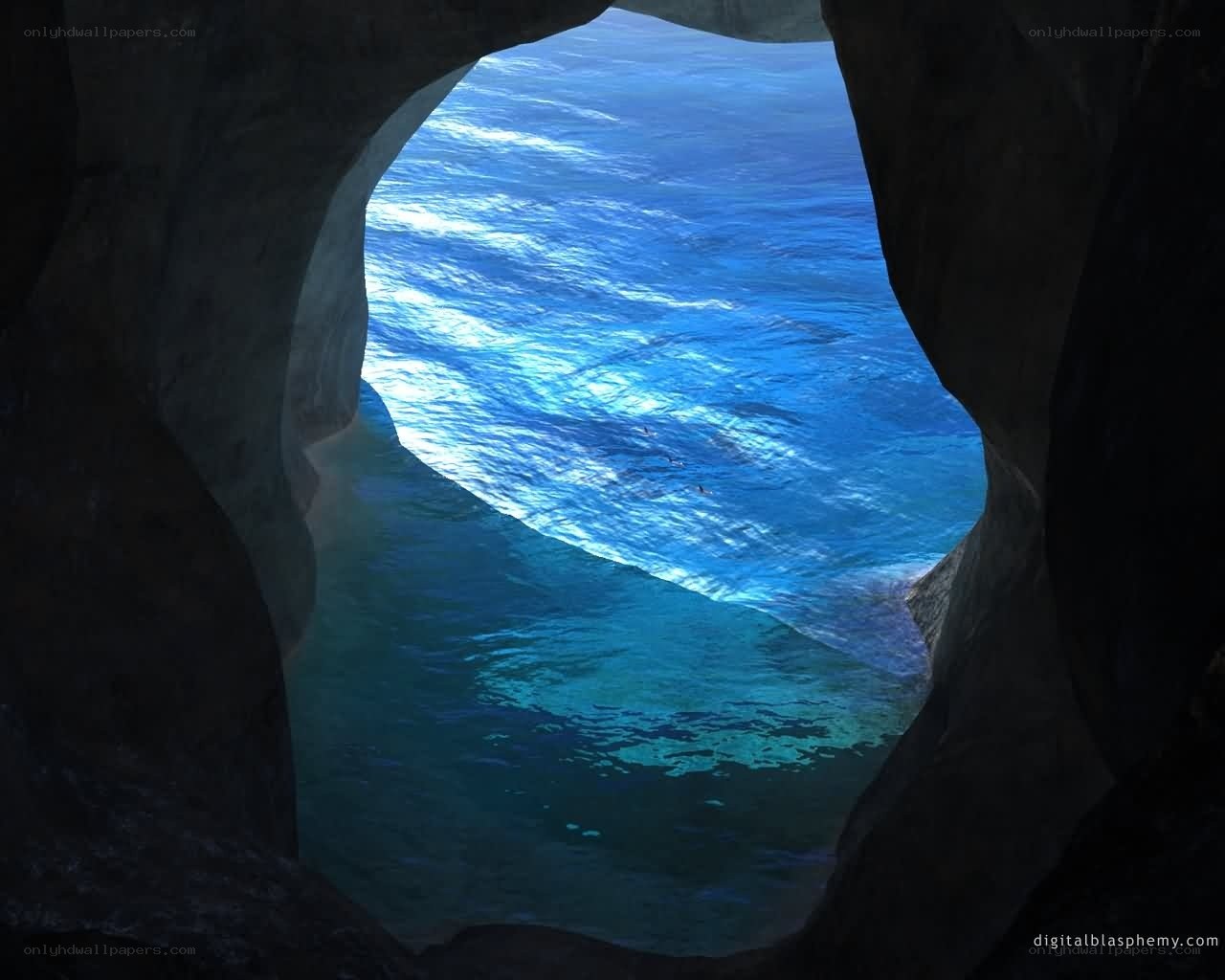 cave view of ocean