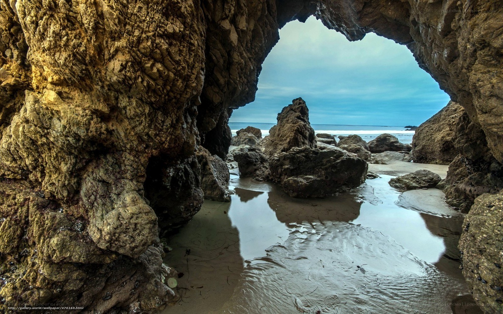 Cave view of ocean beach