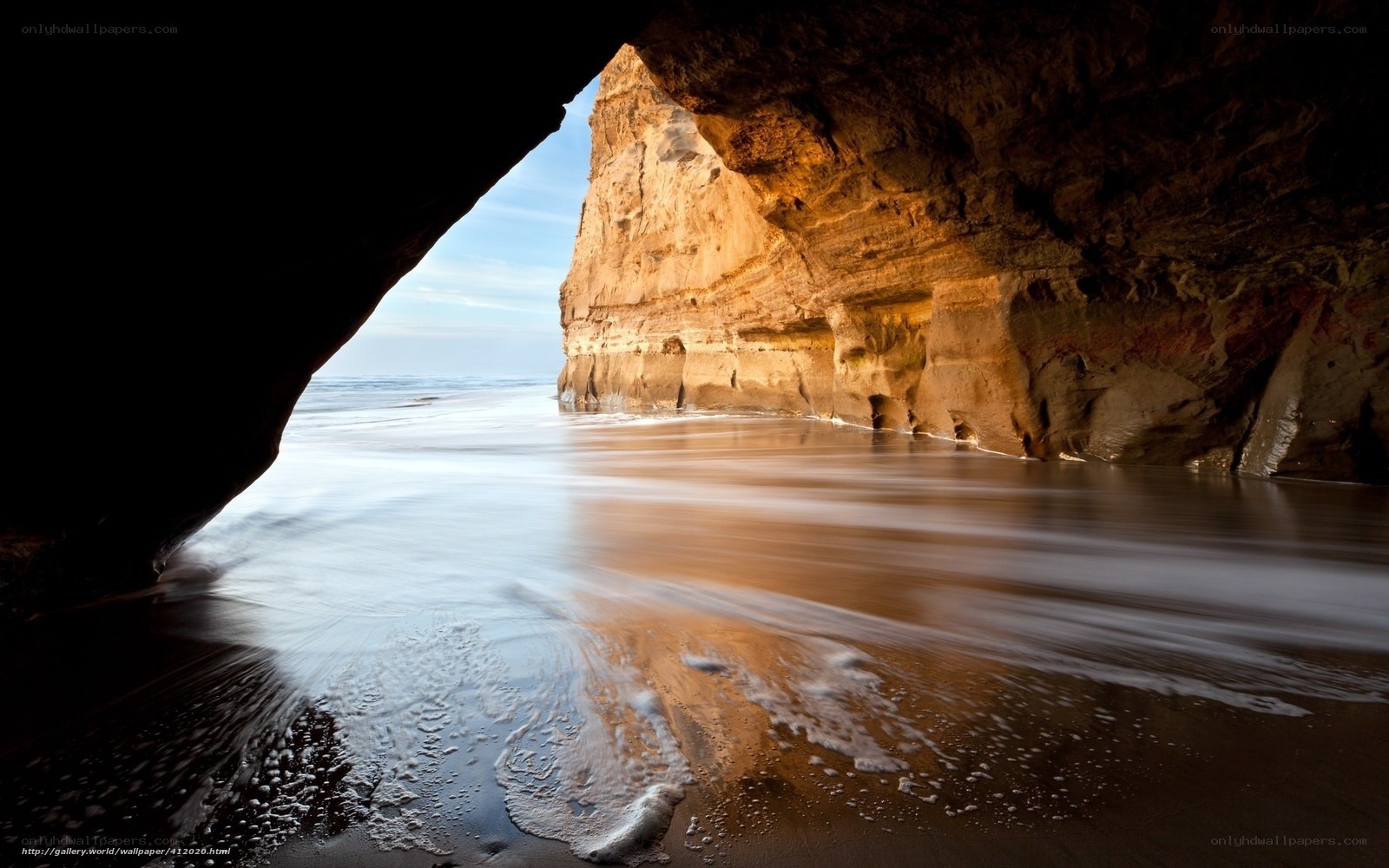 Cave view of ocean waves