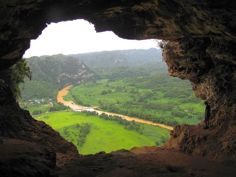 Cave view of river valley