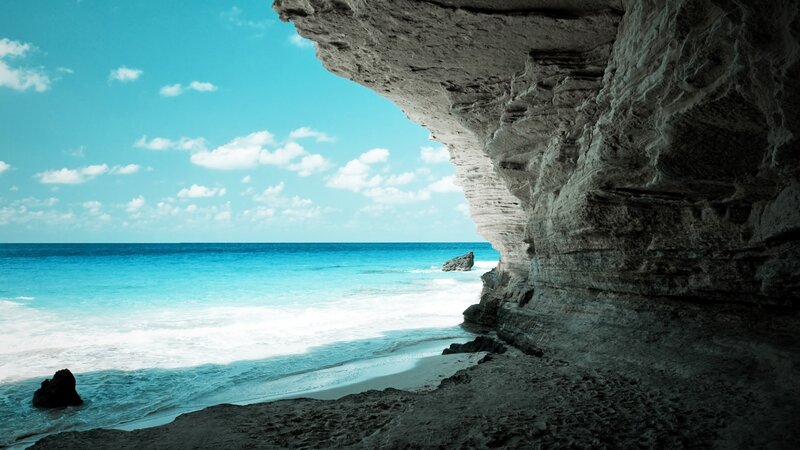 Cave view of tropical beach