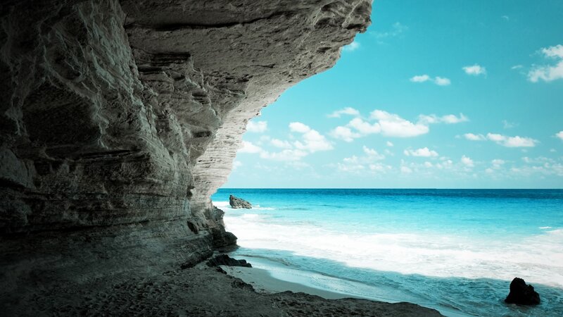 Cave view of tropical beach