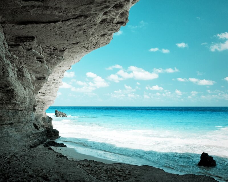 Cave view of tropical beach