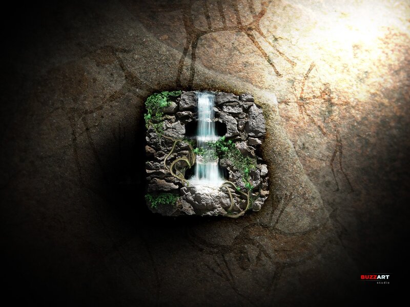 cave waterfall art