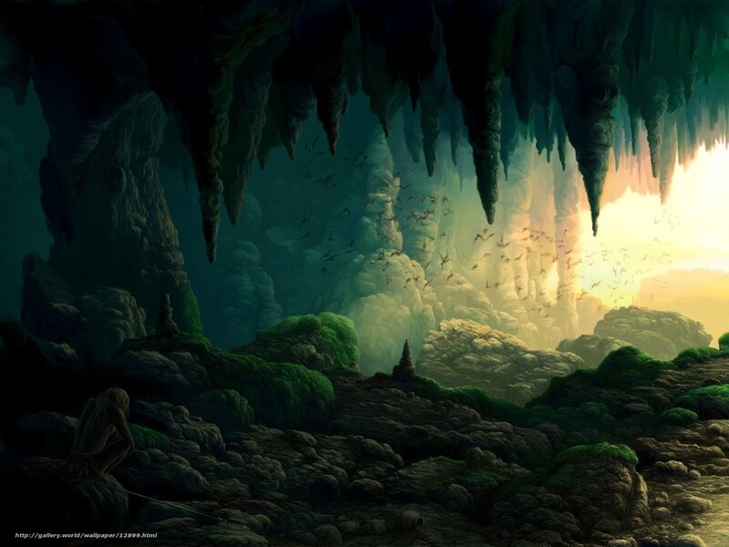 cave with bats and sunlight