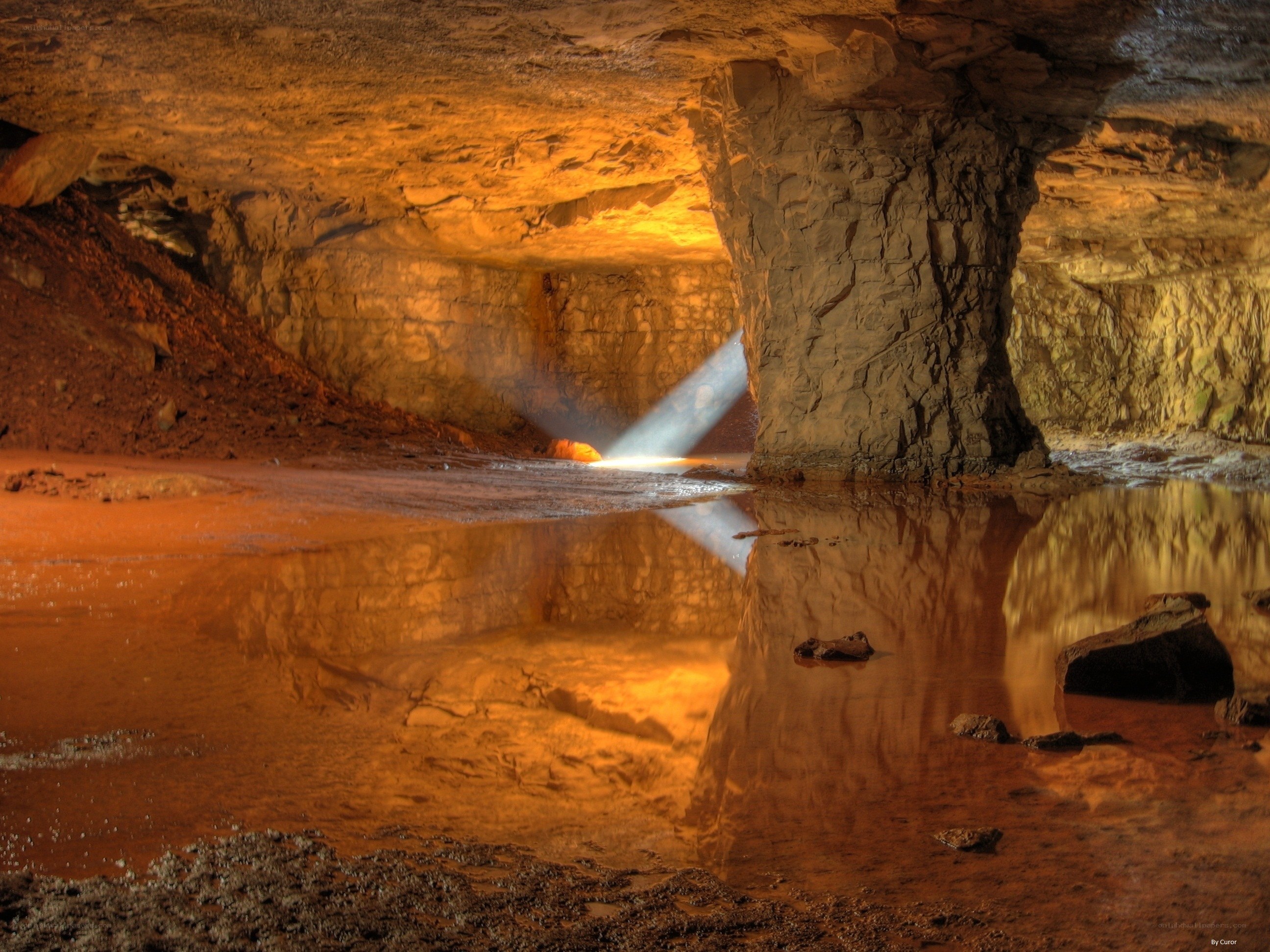 Cave with beam of light