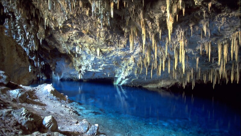 Cave with Blue Pool — Dramatic