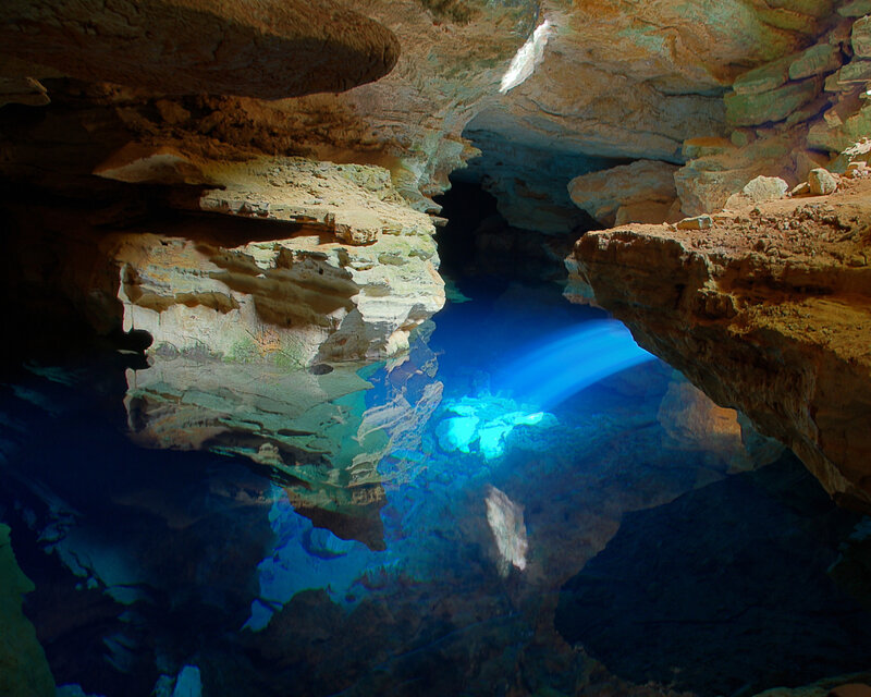 Cave with Blue Water — Dramatic