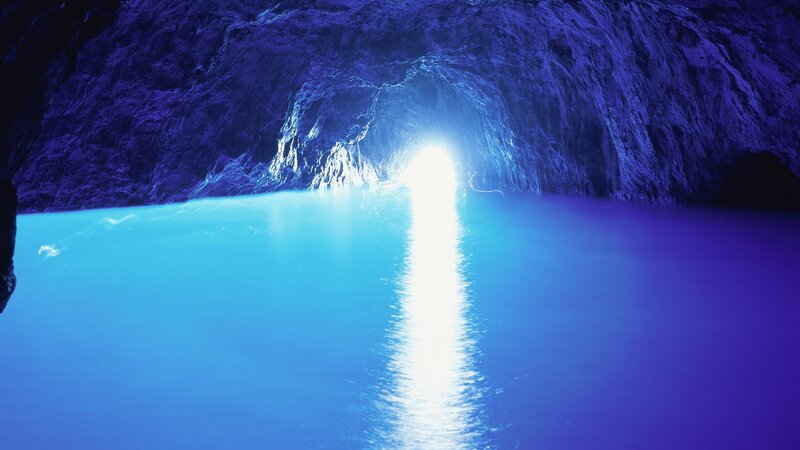 cave with bright light reflection