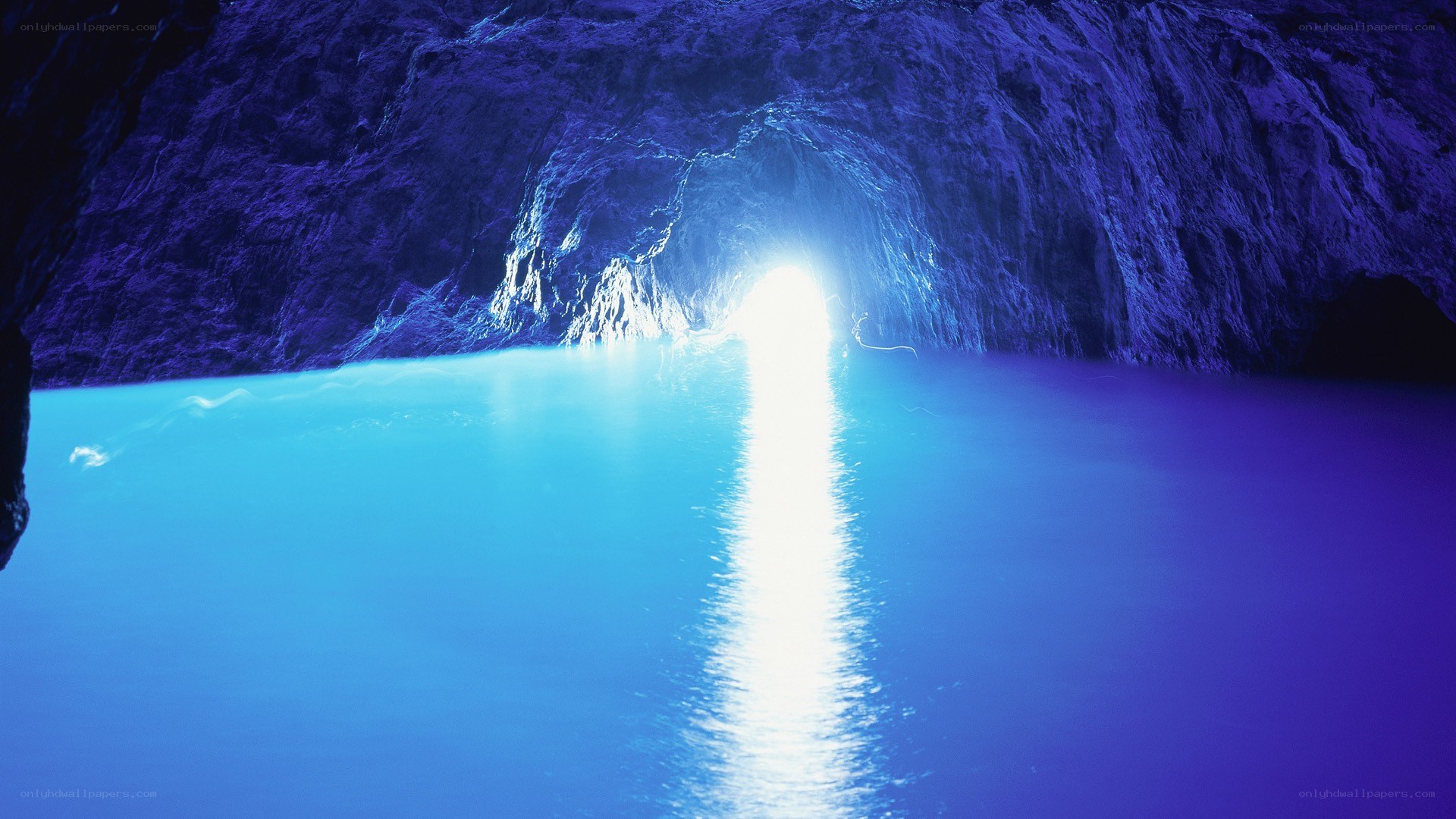 cave with bright light reflection