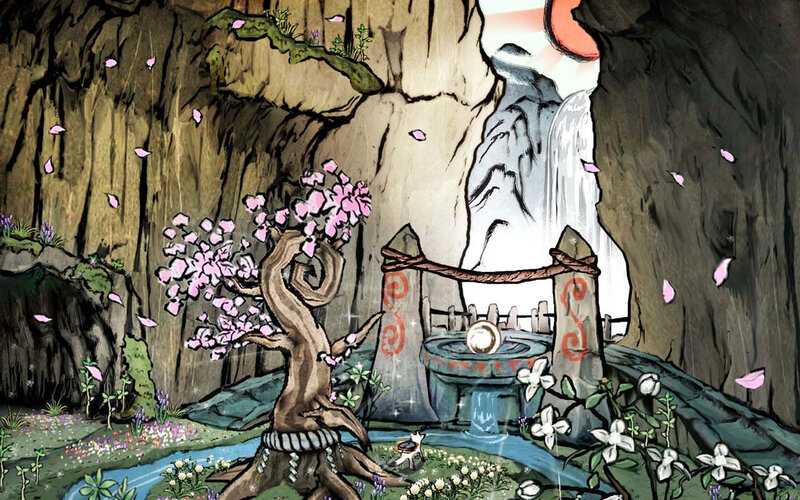 cave with cherry blossom tree
