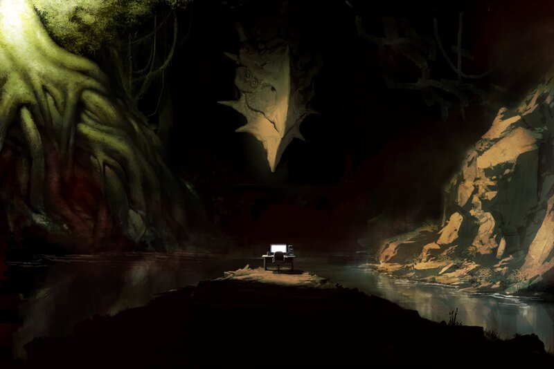 Cave with computer desk