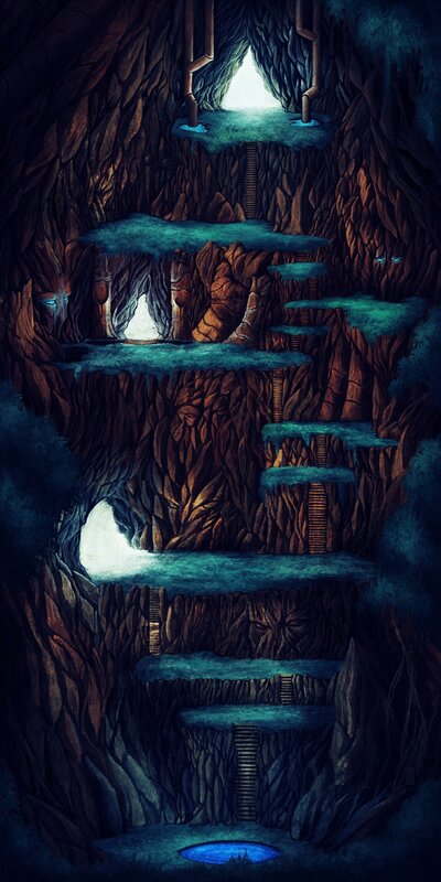 cave with floating platforms