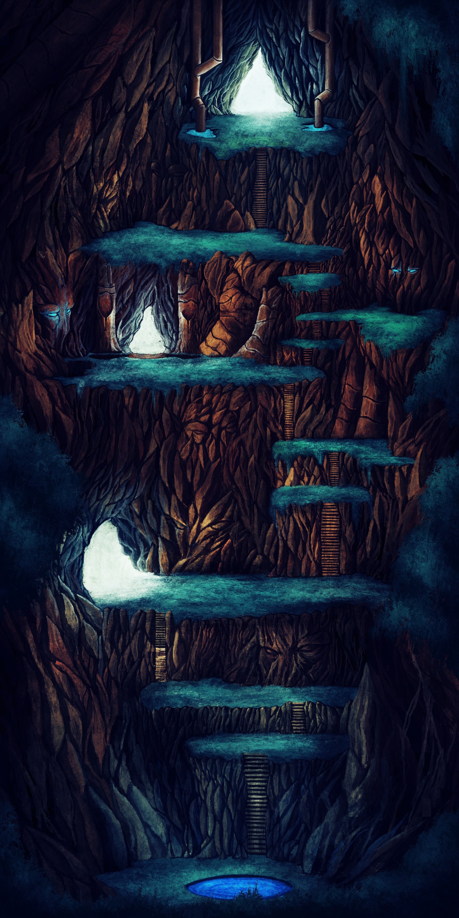 cave with floating platforms