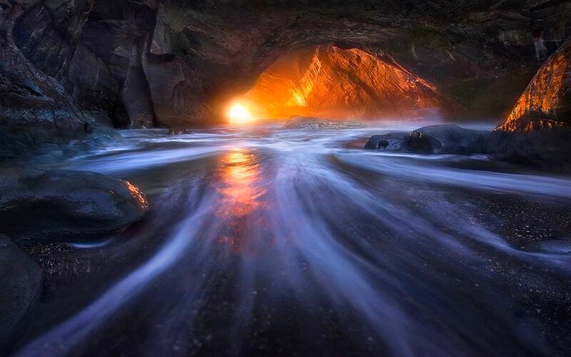 Cave with Flowing Water