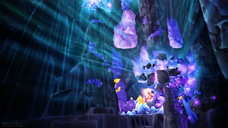 Cave with Glowing Crystals — Purple