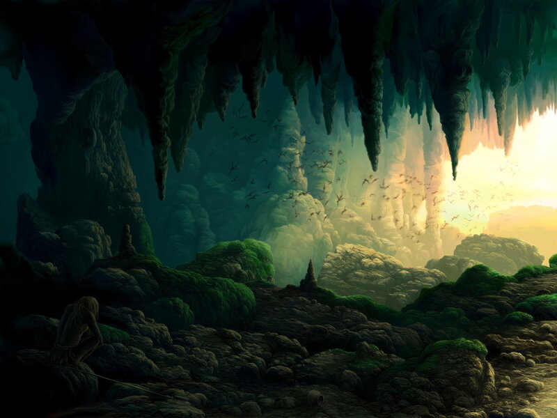 Cave with glowing exit