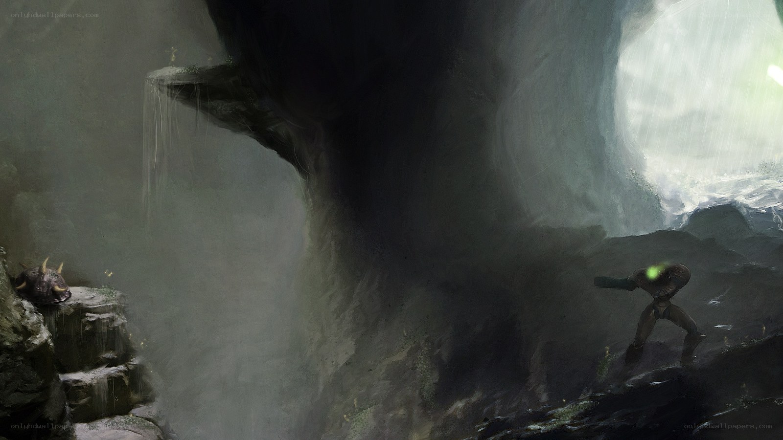 Cave with glowing figure
