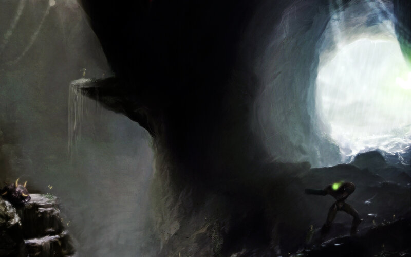 cave with glowing figure