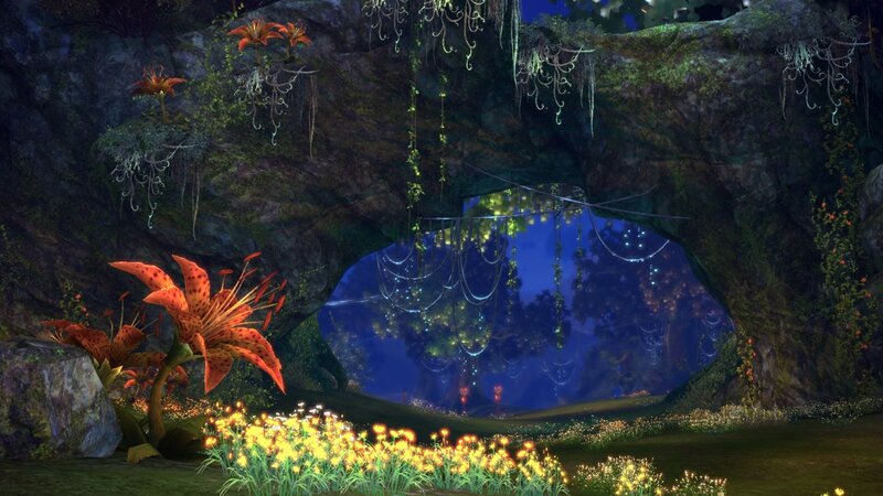 Cave with Glowing Flowers
