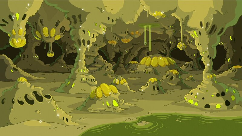 Cave with Glowing Fungi — Green