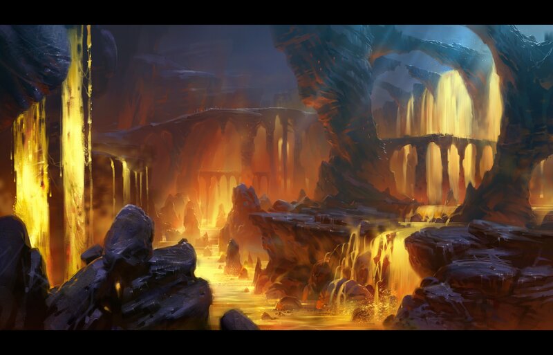 Cave with Glowing Lava