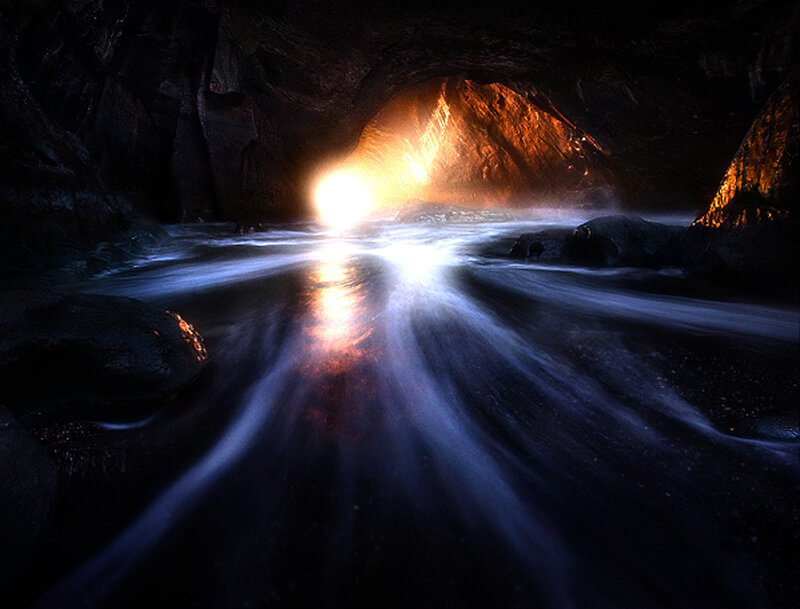 Cave with glowing light