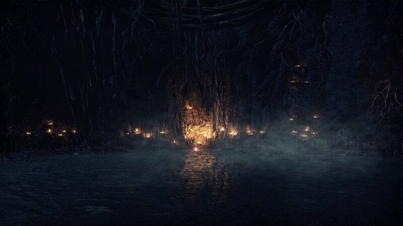 Cave with Glowing Lights — Black