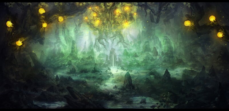 Cave with Glowing Lights