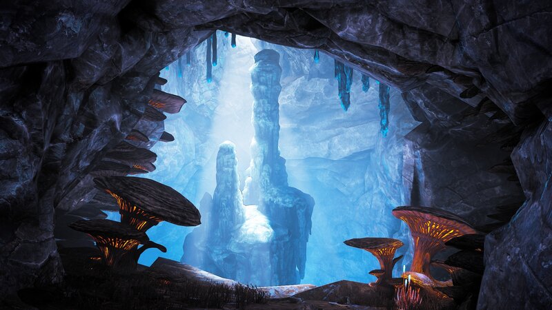 Cave with Glowing Mushrooms — Blue